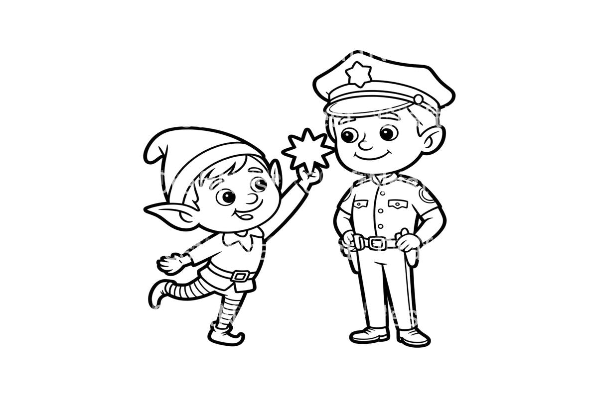 Elf and PolicemanFun Coloring Books