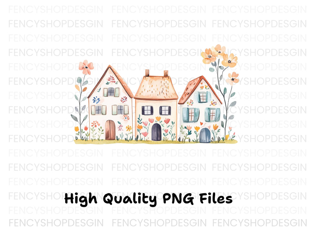 Floral Houses Clipart Bundle