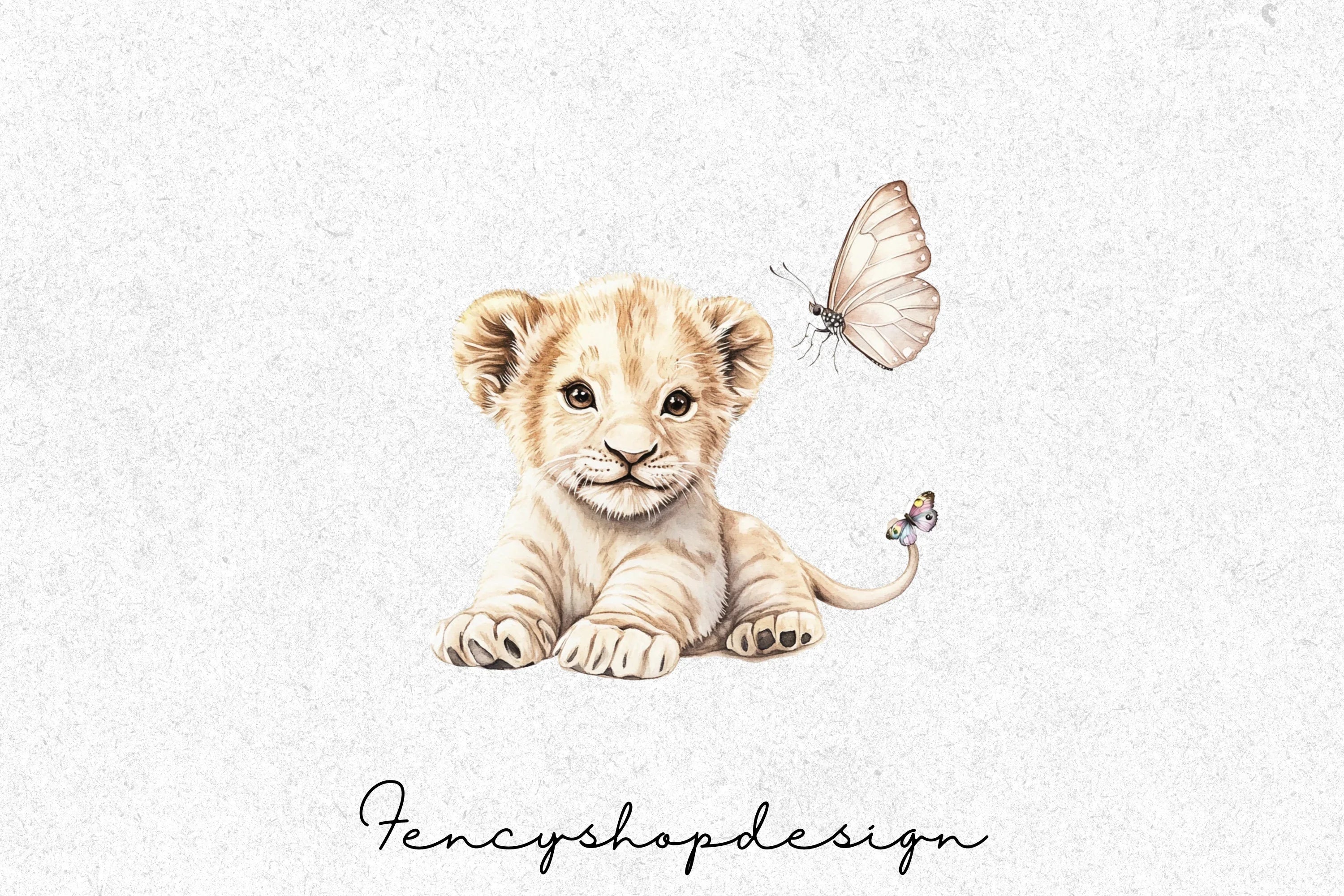 Adorable Lion Cub Butterfly Clipart Bundle