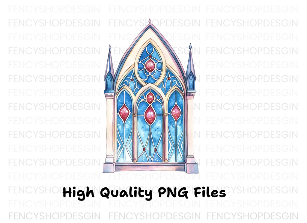 Gothic Stained Glass Window Clipart Bundle