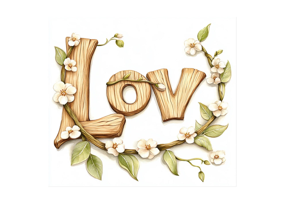 Wooden Love Letters Clipart Bundle
