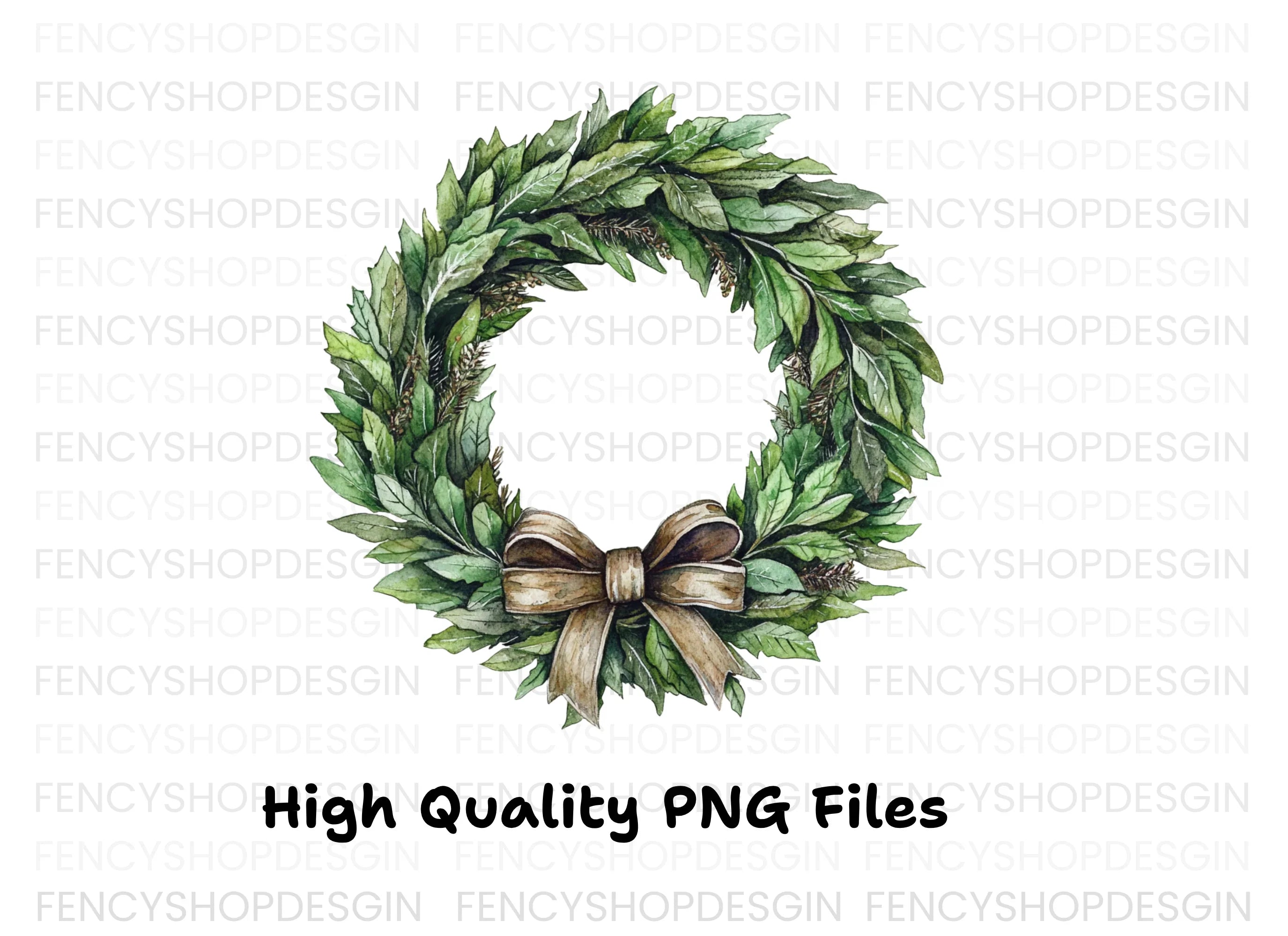Christmas Bay Leaf Wreaths Clipart Bundle