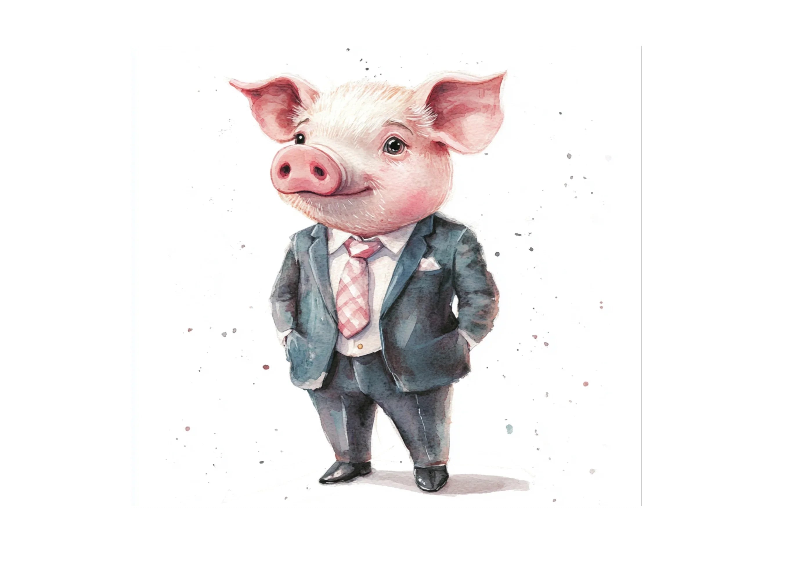Cute Pig in Suit Clipart Bundle