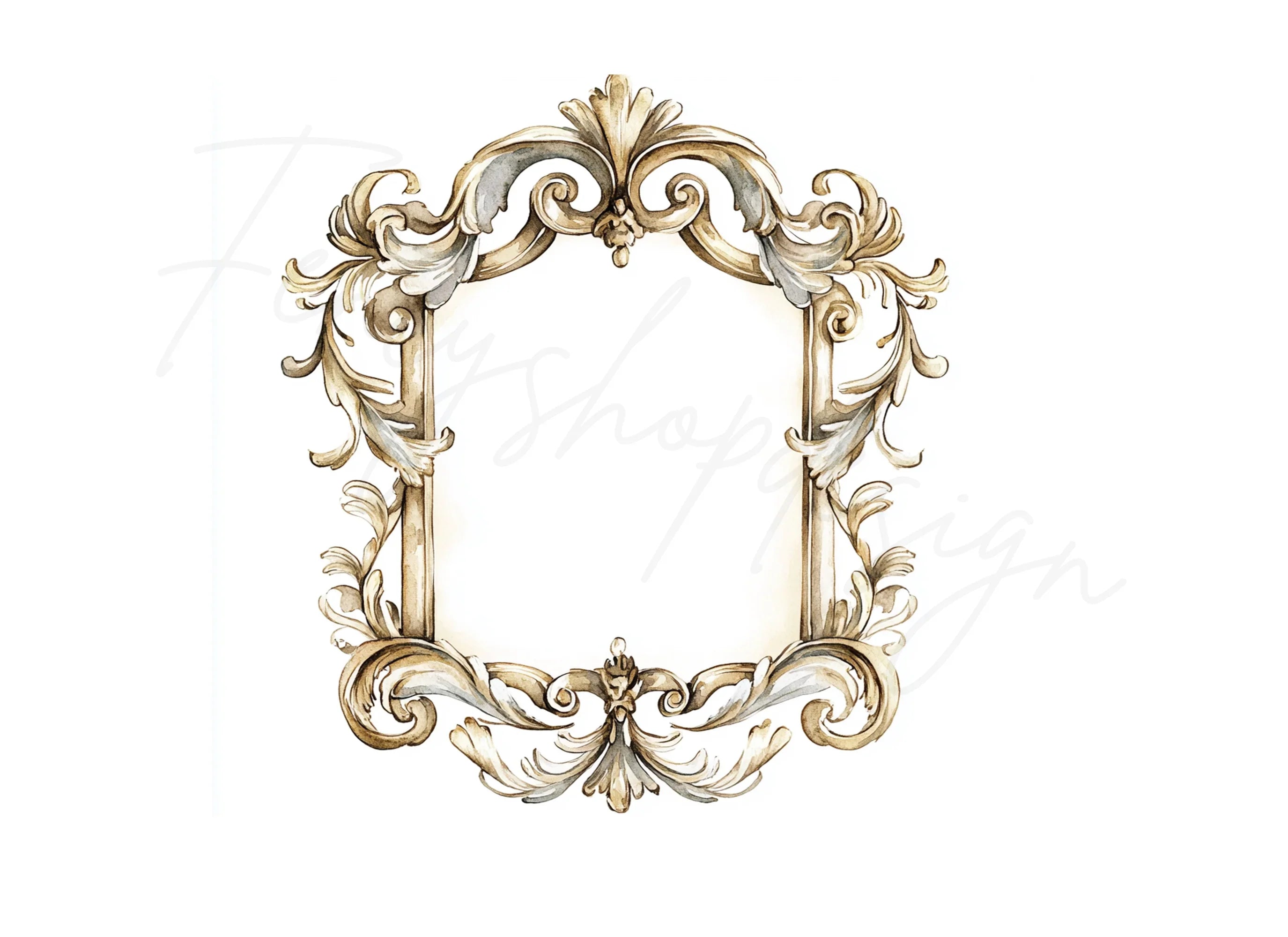 Elegant Gold Baroque Frames Clipart Bundle