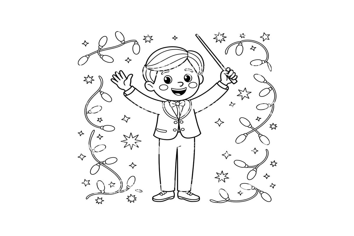 Orchestra Conductor Christmas Lights Coloring Books