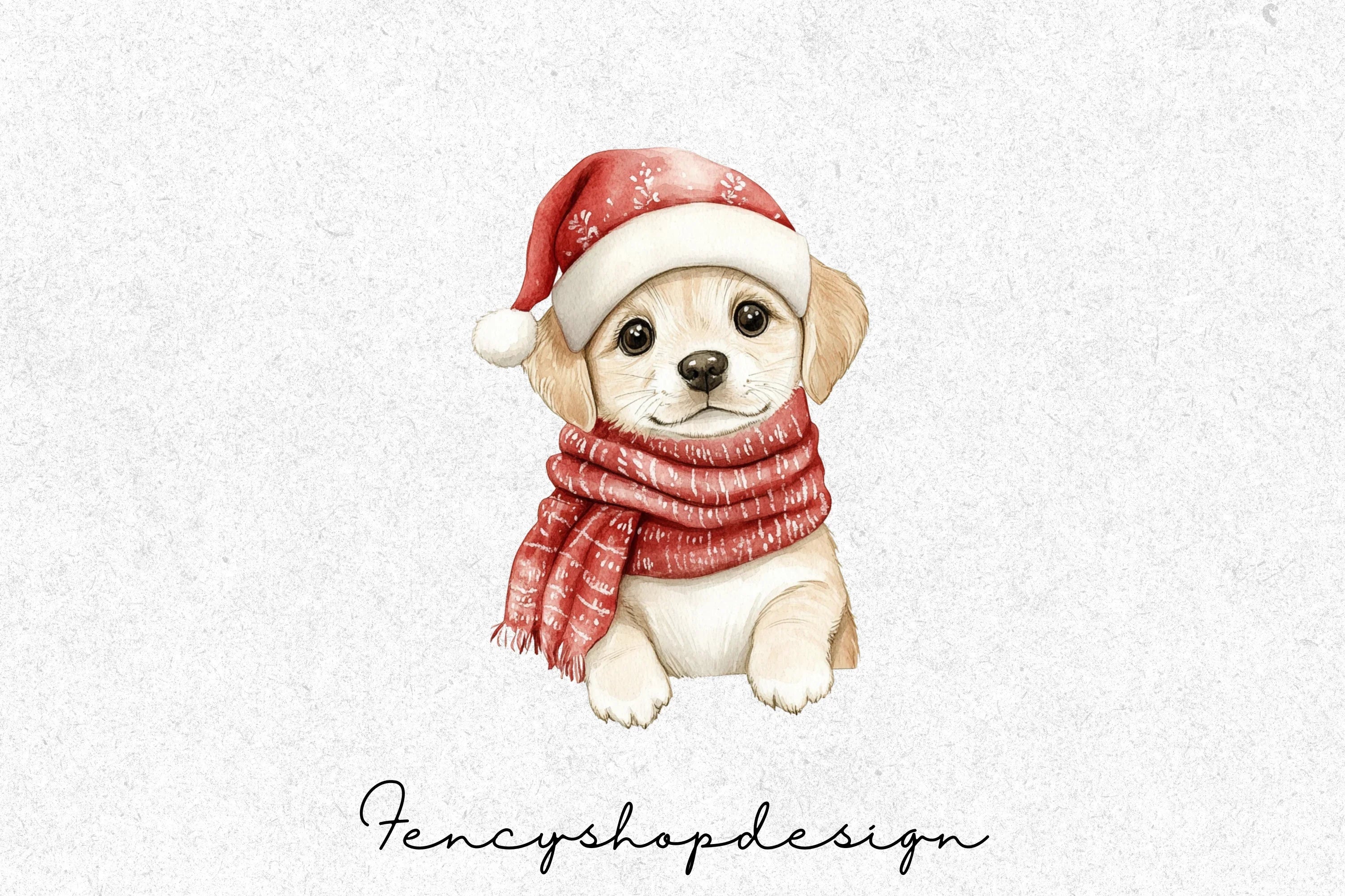 Adorable Christmas Puppies Clipart Bundle