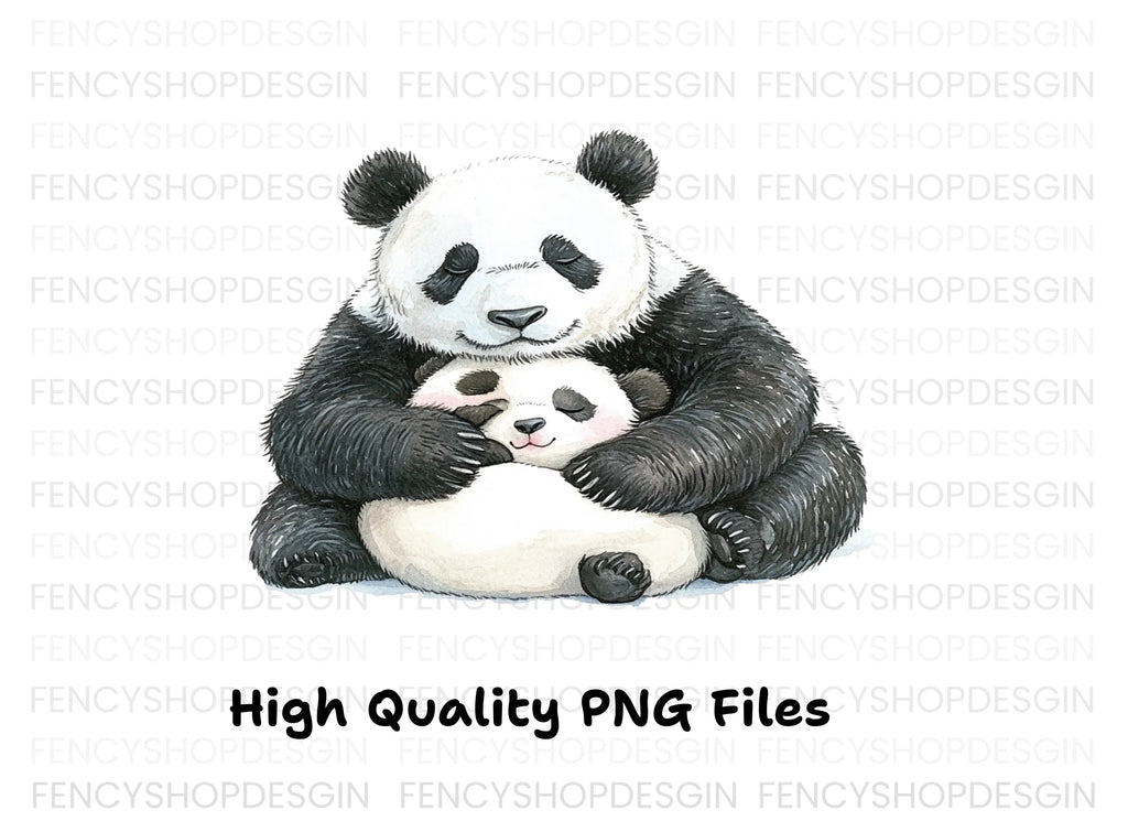 Sweet Panda Mom and Baby Clipart Bundle