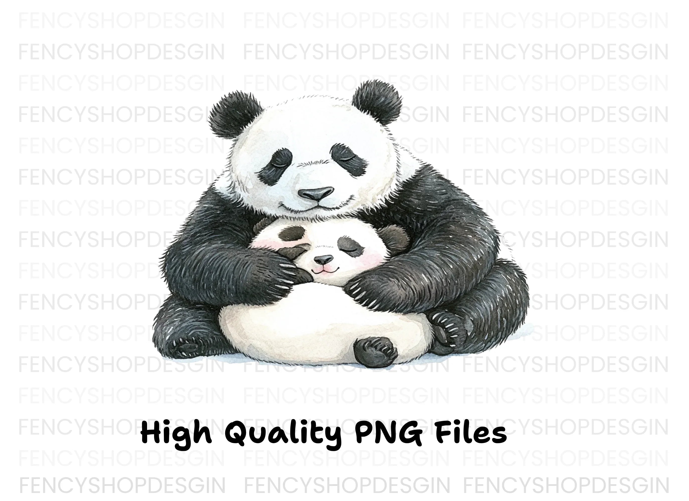 Sweet Panda Mom and Baby Clipart Bundle