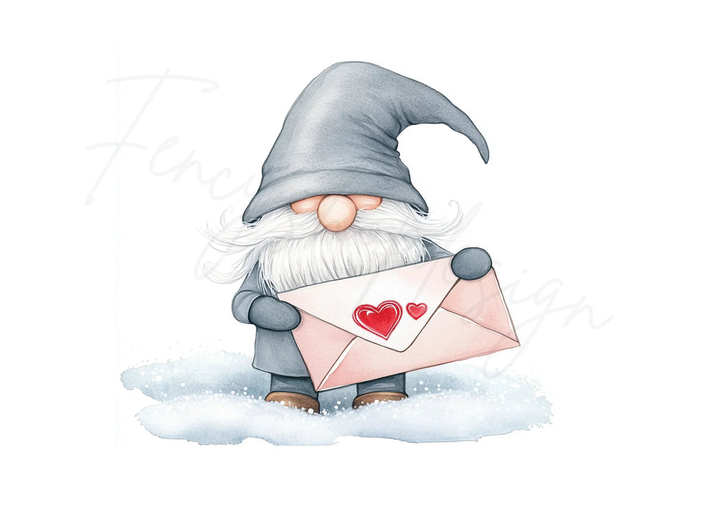 Winter Gnomes Love Letters Clipart Bundle