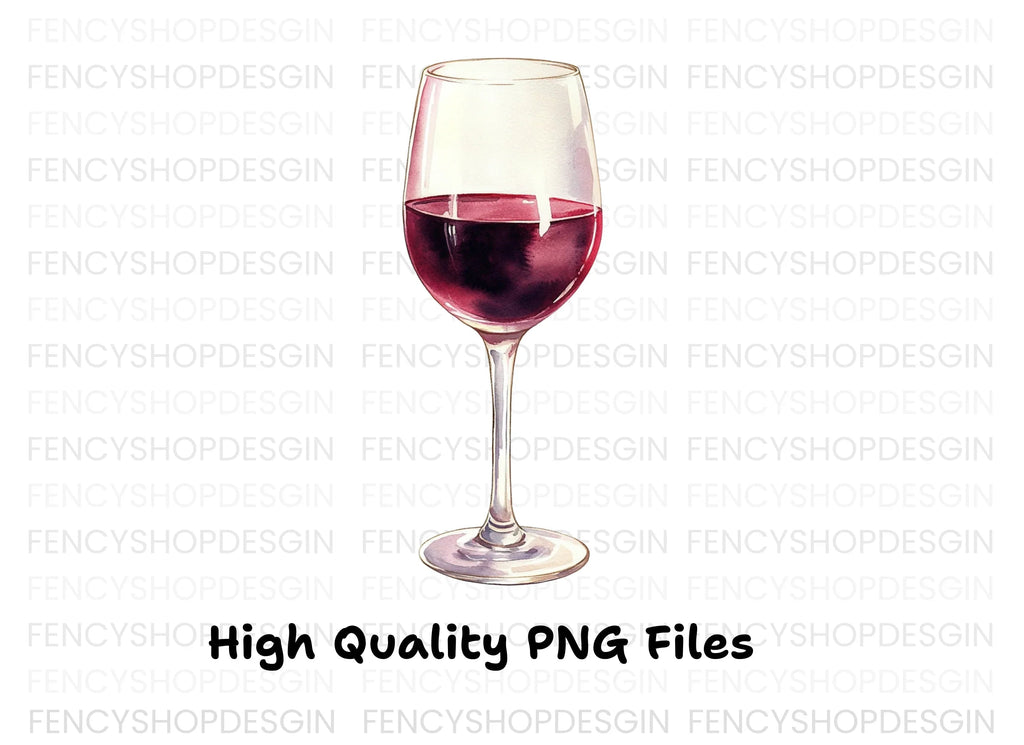 Deep Red Wine Glasses Clipart Bundle