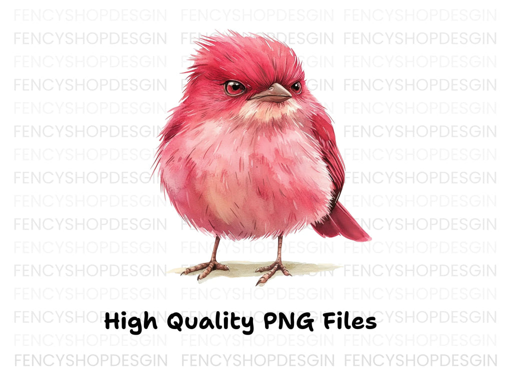 Cute Pink Bird Illustration Clipart Bundle