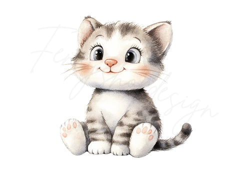 Adorable Striped Kitten Clipart Bundle