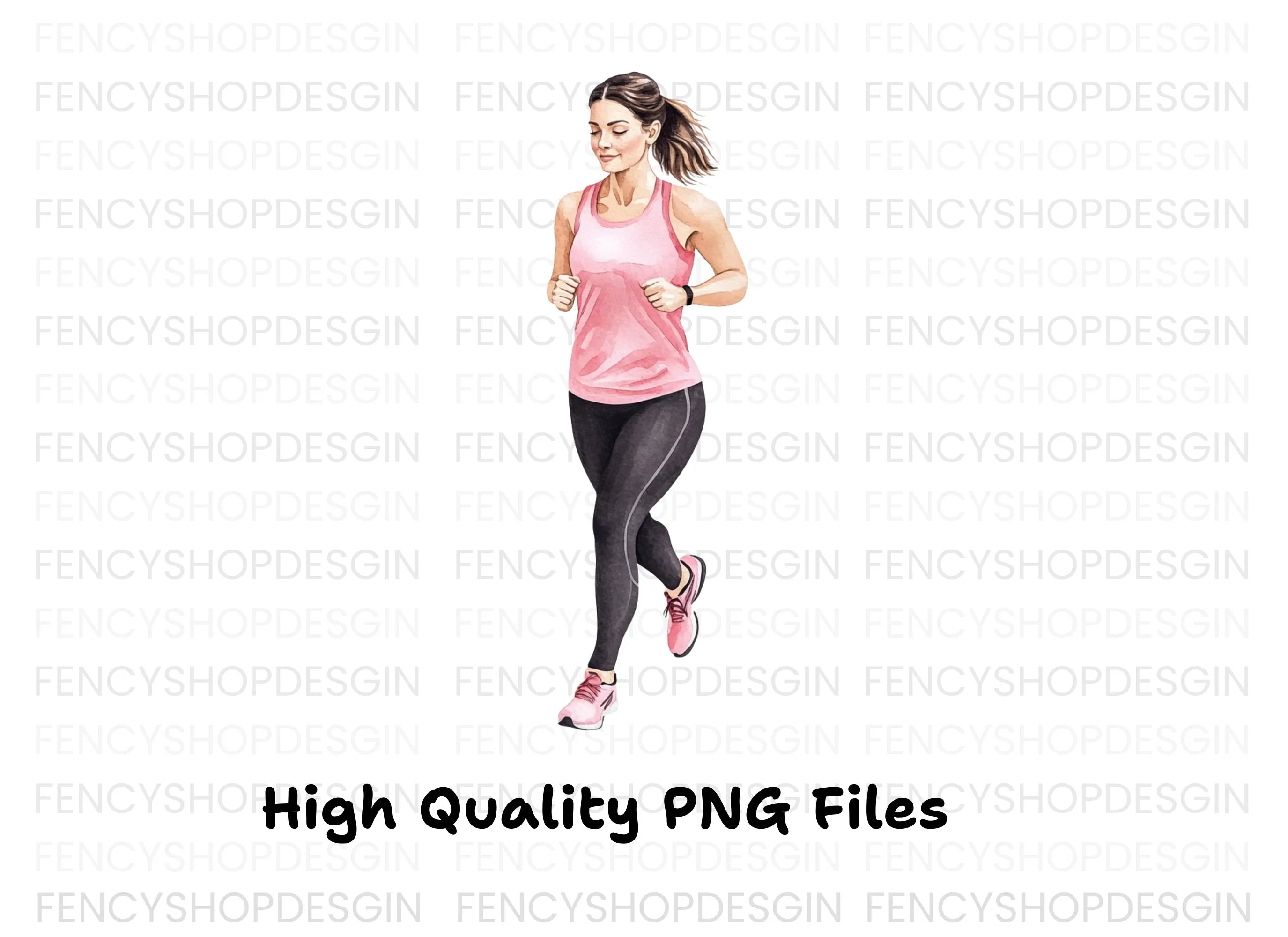 Fitness Woman Running Clipart Bundle