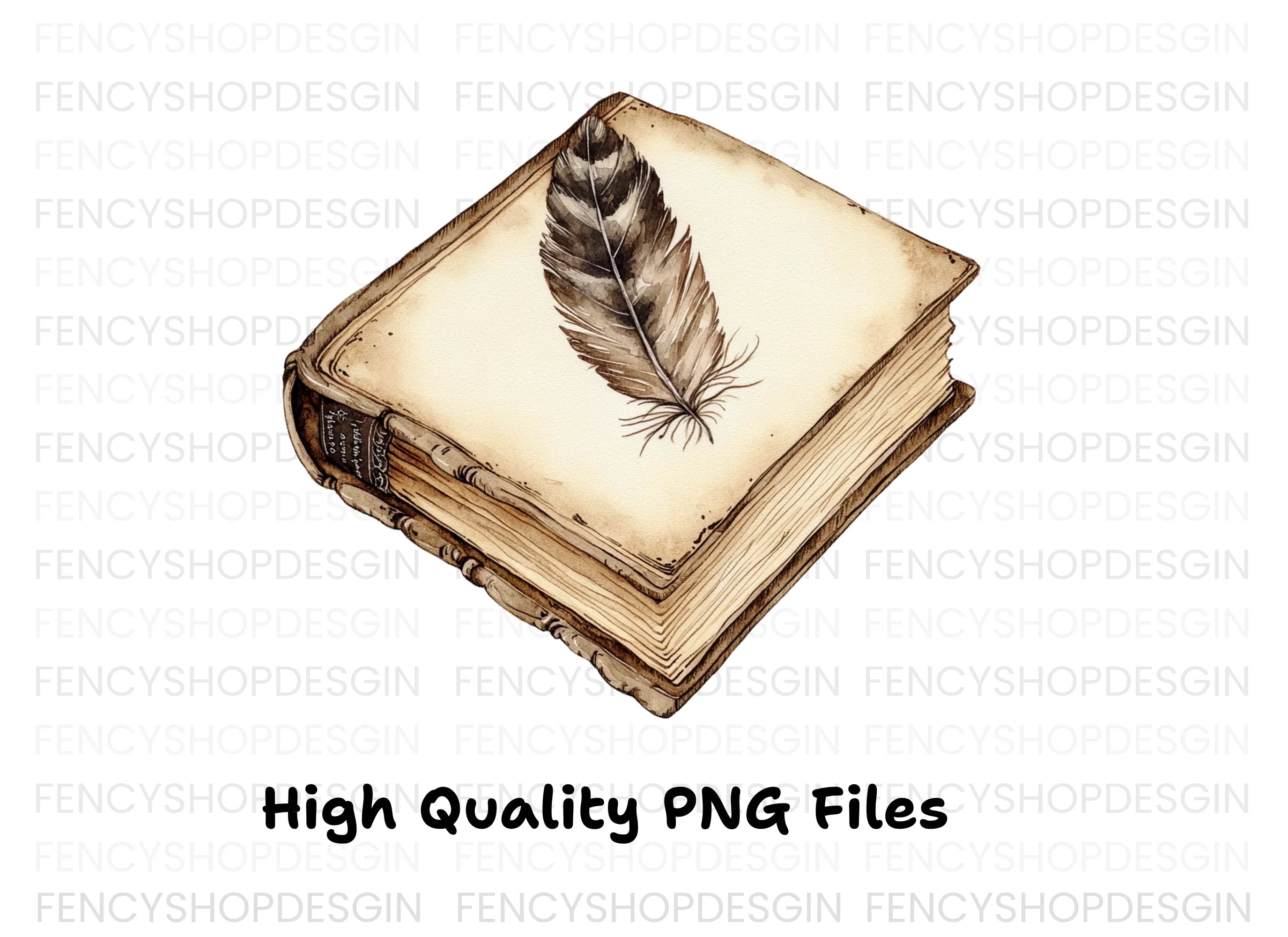 Vintage Books and Quills Clipart Bundle