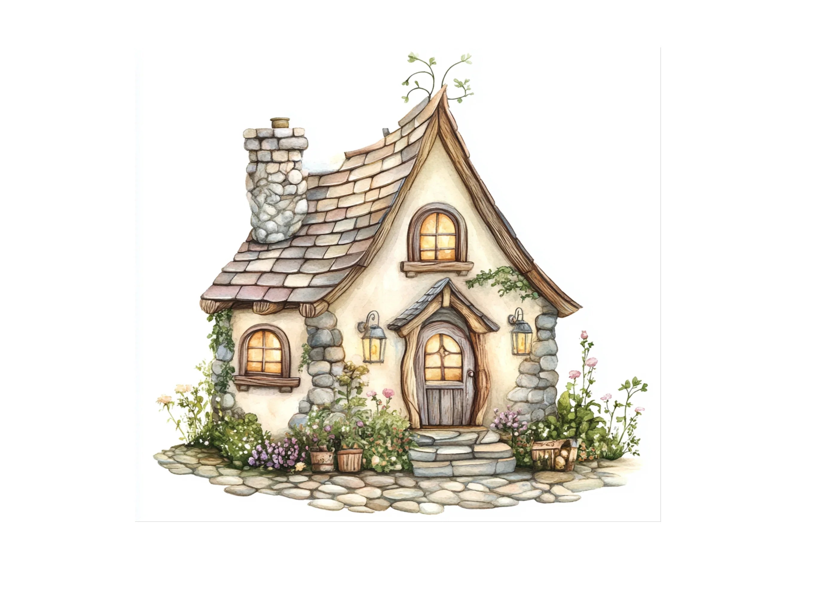 Fantasy Cottages Clipart Bundle