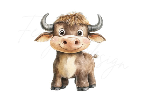 Adorable Baby Bull Clipart Bundle