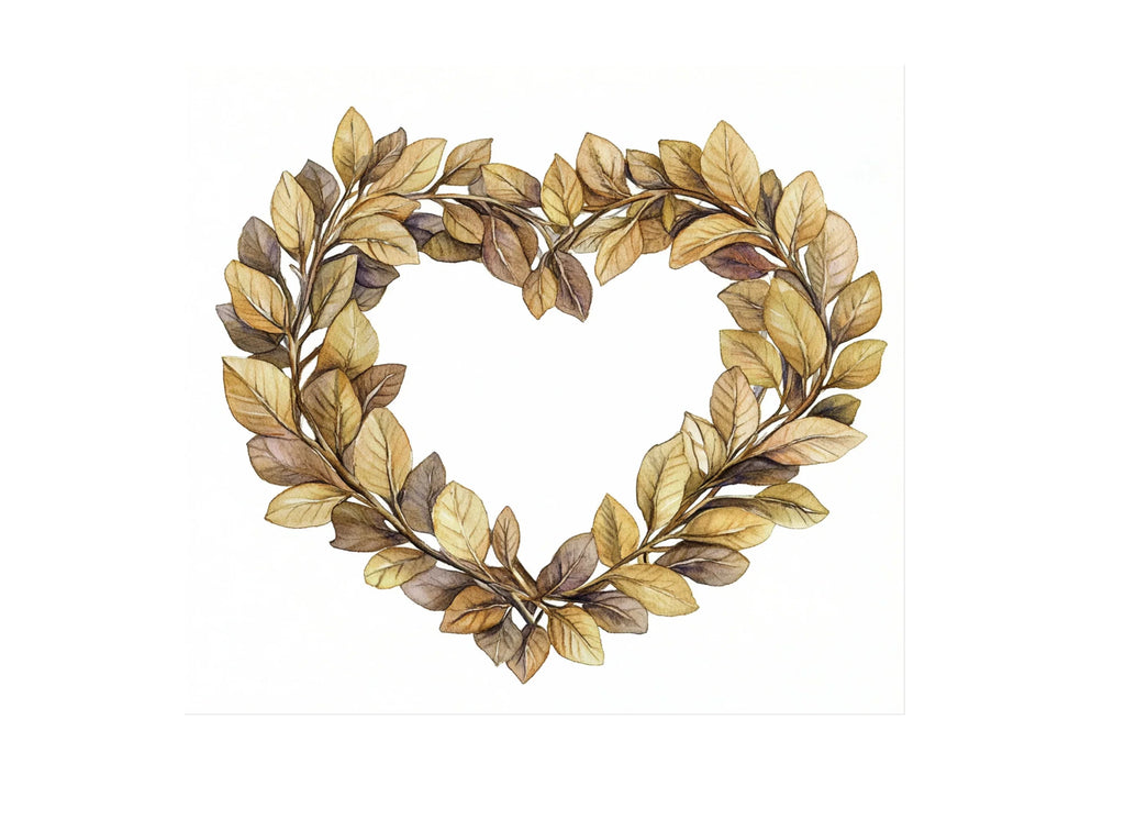 Heart Shaped Leaf Wreaths Clipart Bundle