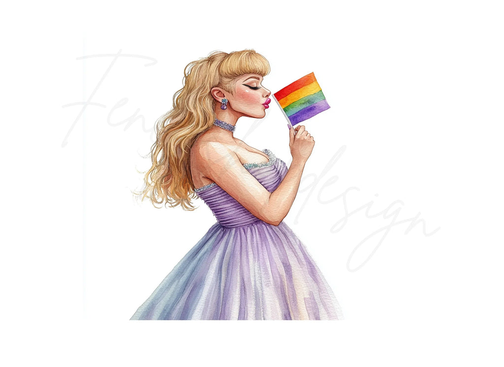 Girls with Pride Flag Clipart Bundle