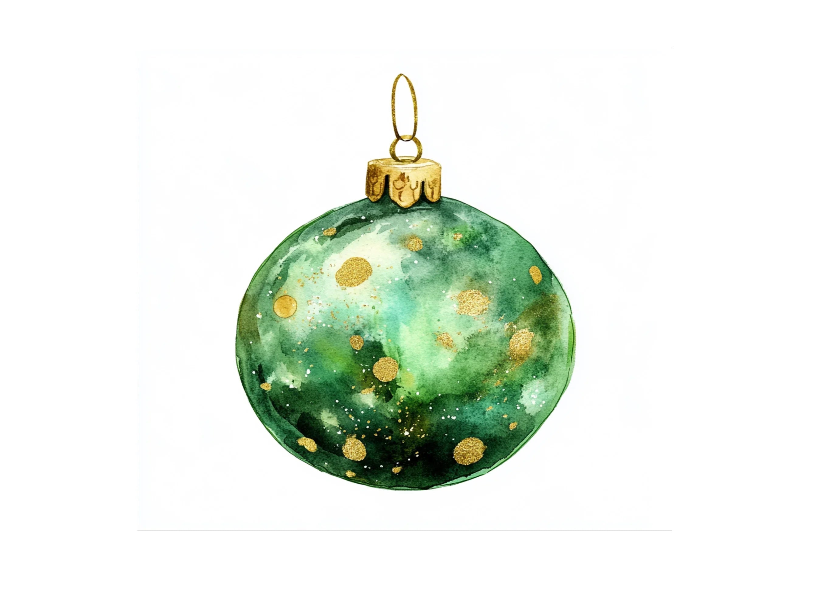 Green Christmas Ornaments Clipart Bundle