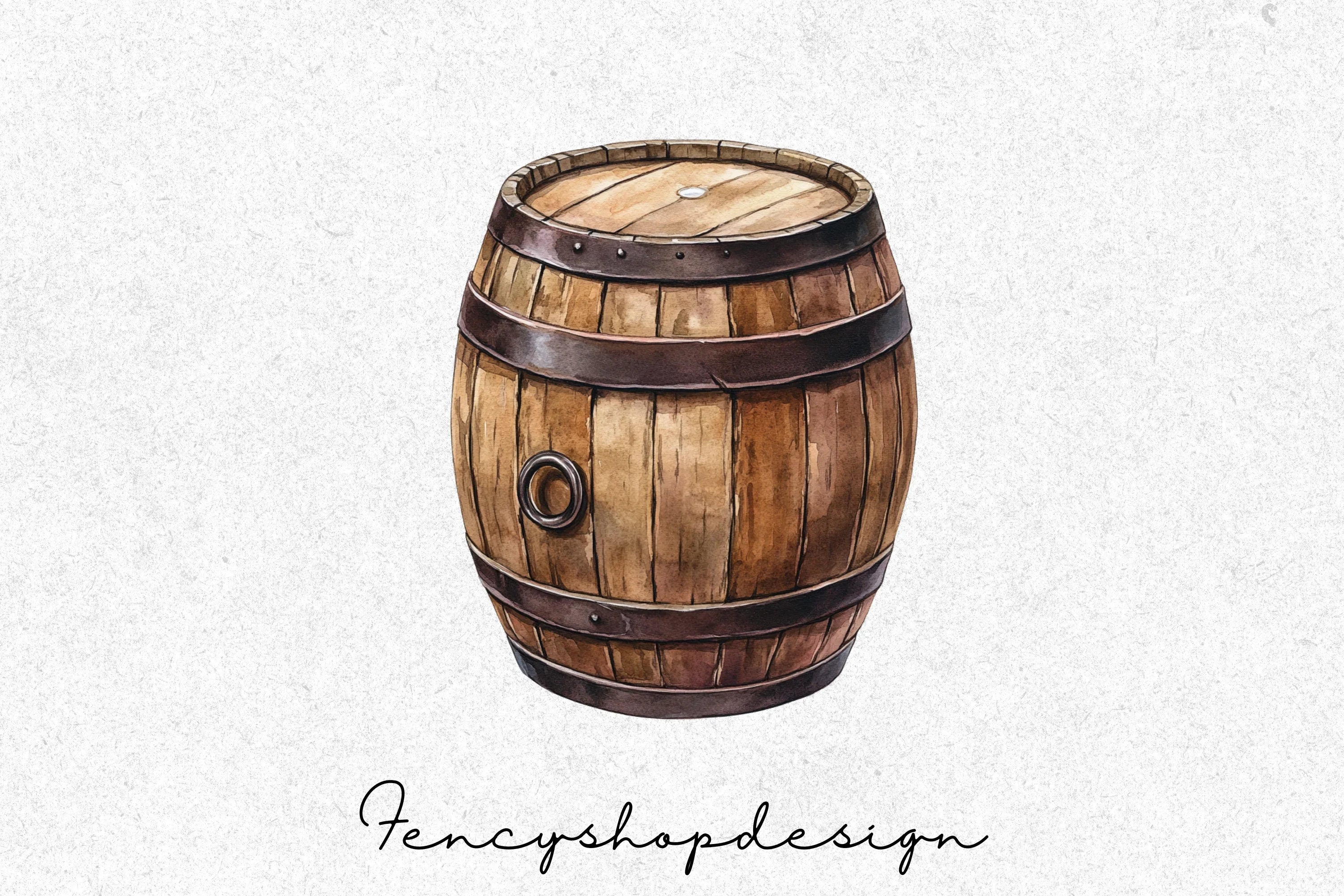 Rustic Wooden Barrels Clipart Bundle