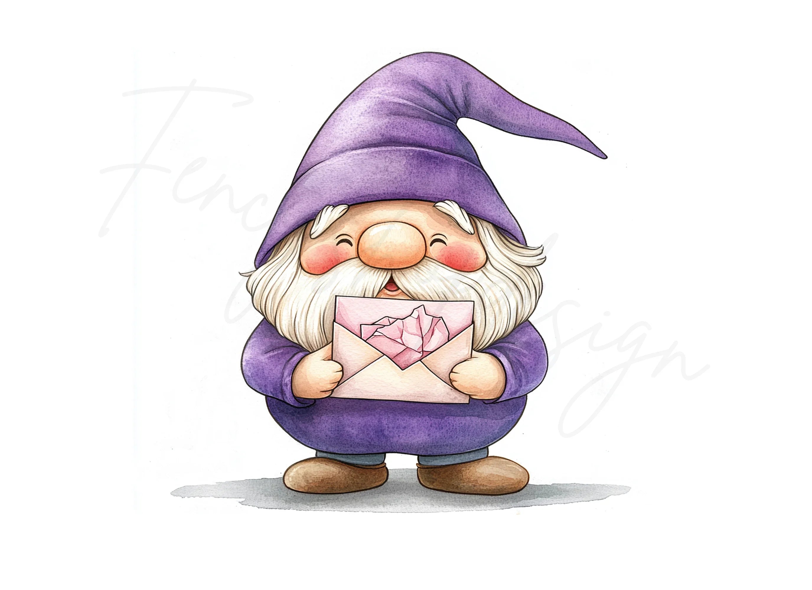 Purple Gnome Crystal Letter Clipart Bundle