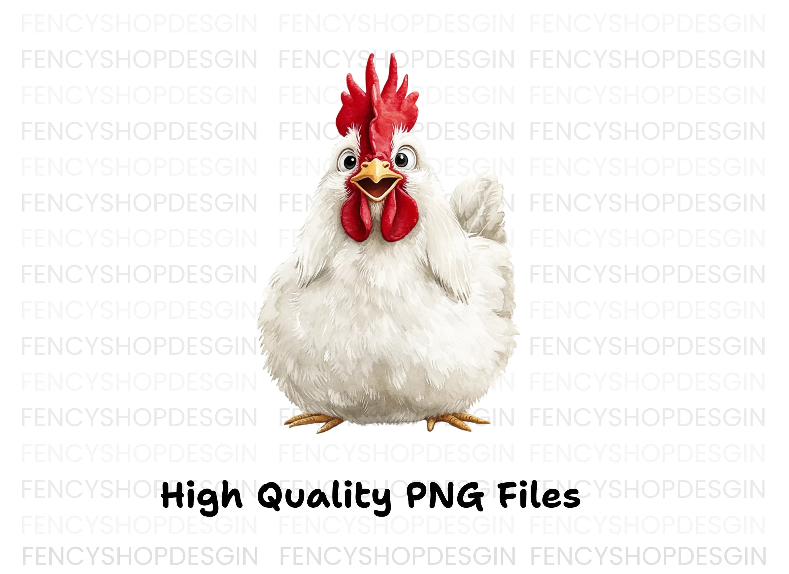 Happy White Chicken Clipart Bundle