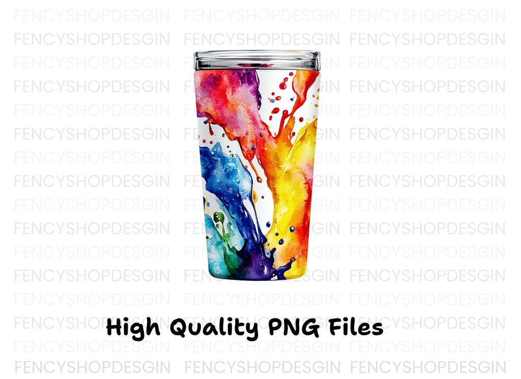Rainbow Paint Splash Tumbler Clipart Bundle