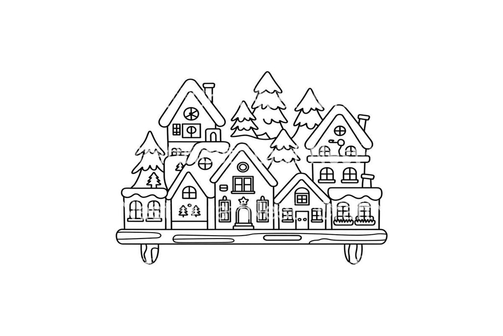 Winter Village Houses Coloring Books