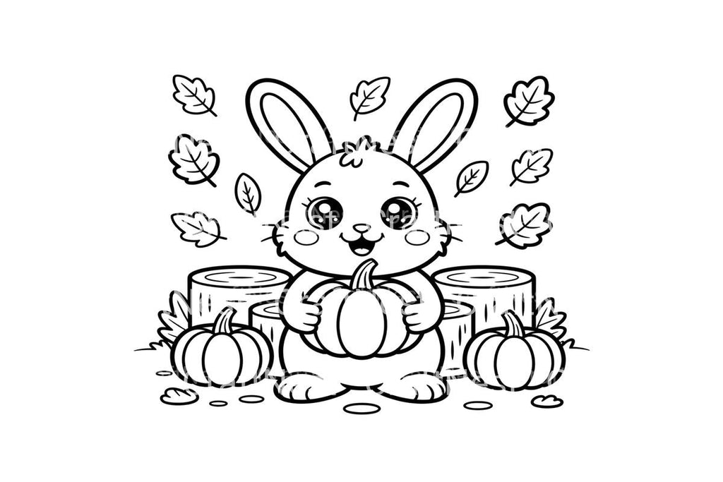 Cute Autumn Bunny Coloring Books