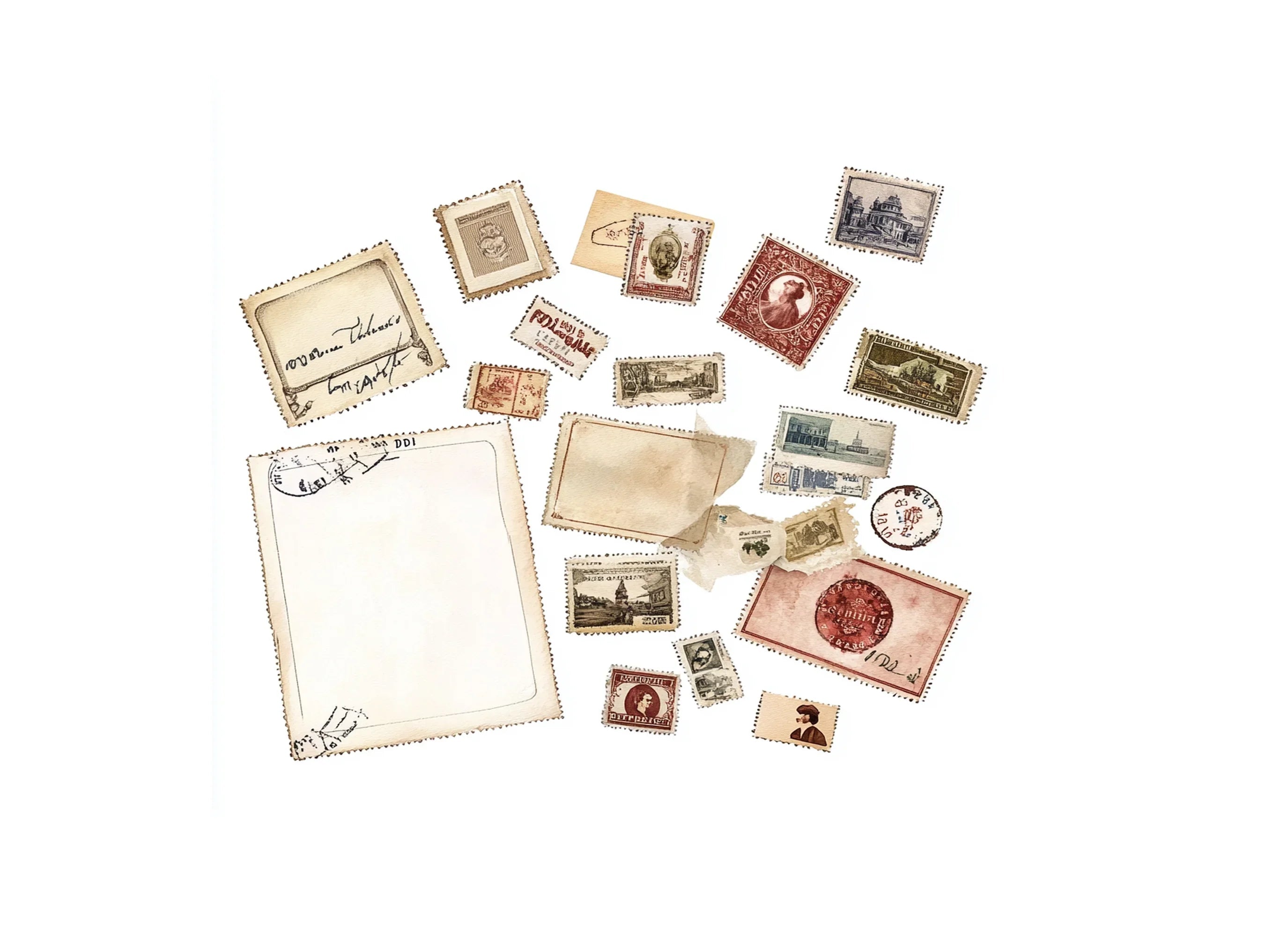 Assorted Vintage Postage Letters Clipart Bundle