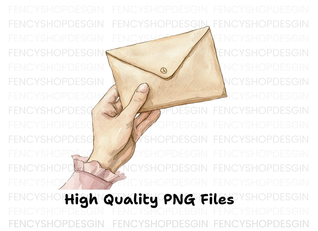 Vintage Hands Holding Envelopes Clipart Bundle