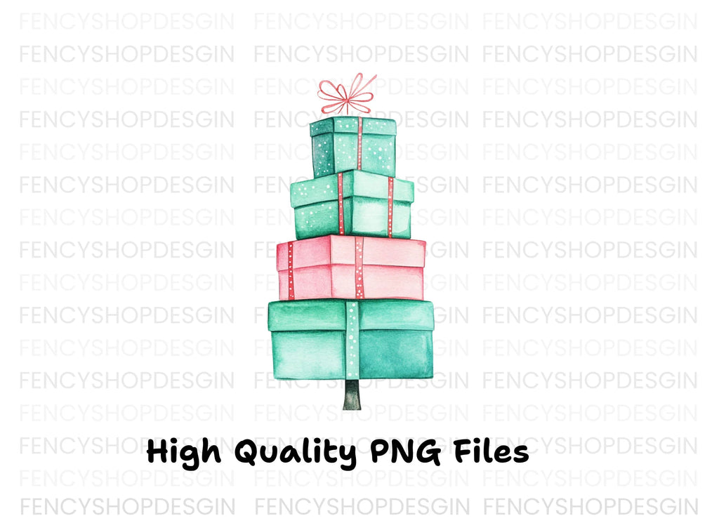 Christmas Gift Box Stacks Clipart Bundle