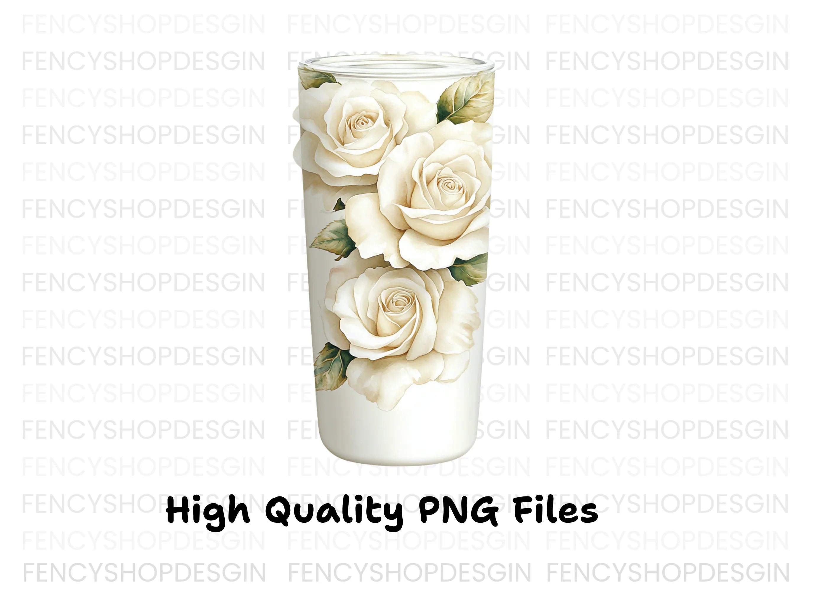 White Rose Tumbler Clipart Bundle