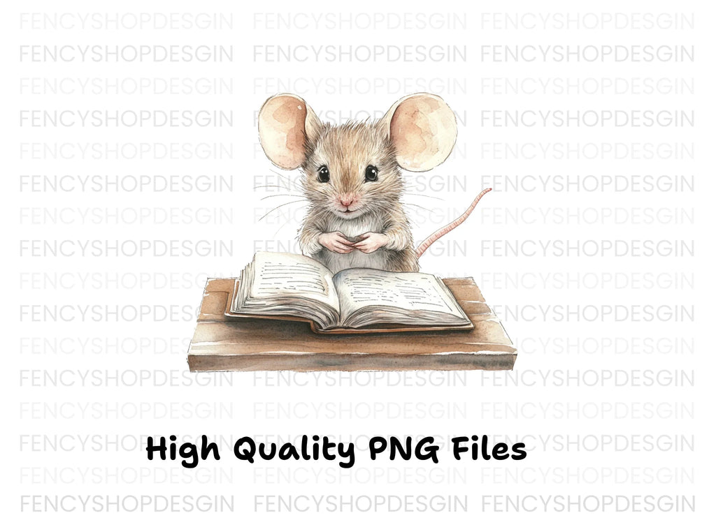 Studious Mice with Books Clipart Bundle