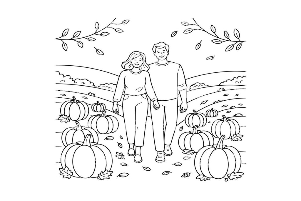 Couple Pumpkin Patch Coloring Books