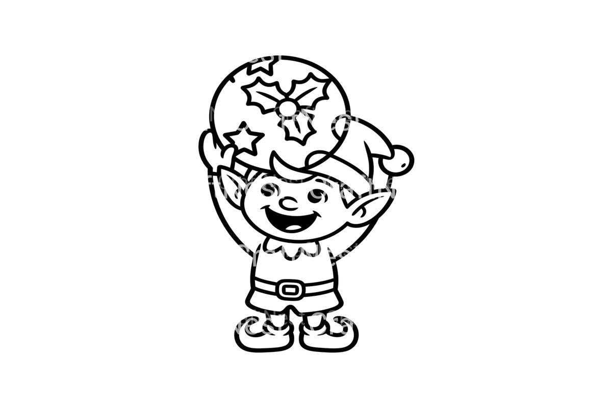 Christmas Elf with Ornaments Coloring Books