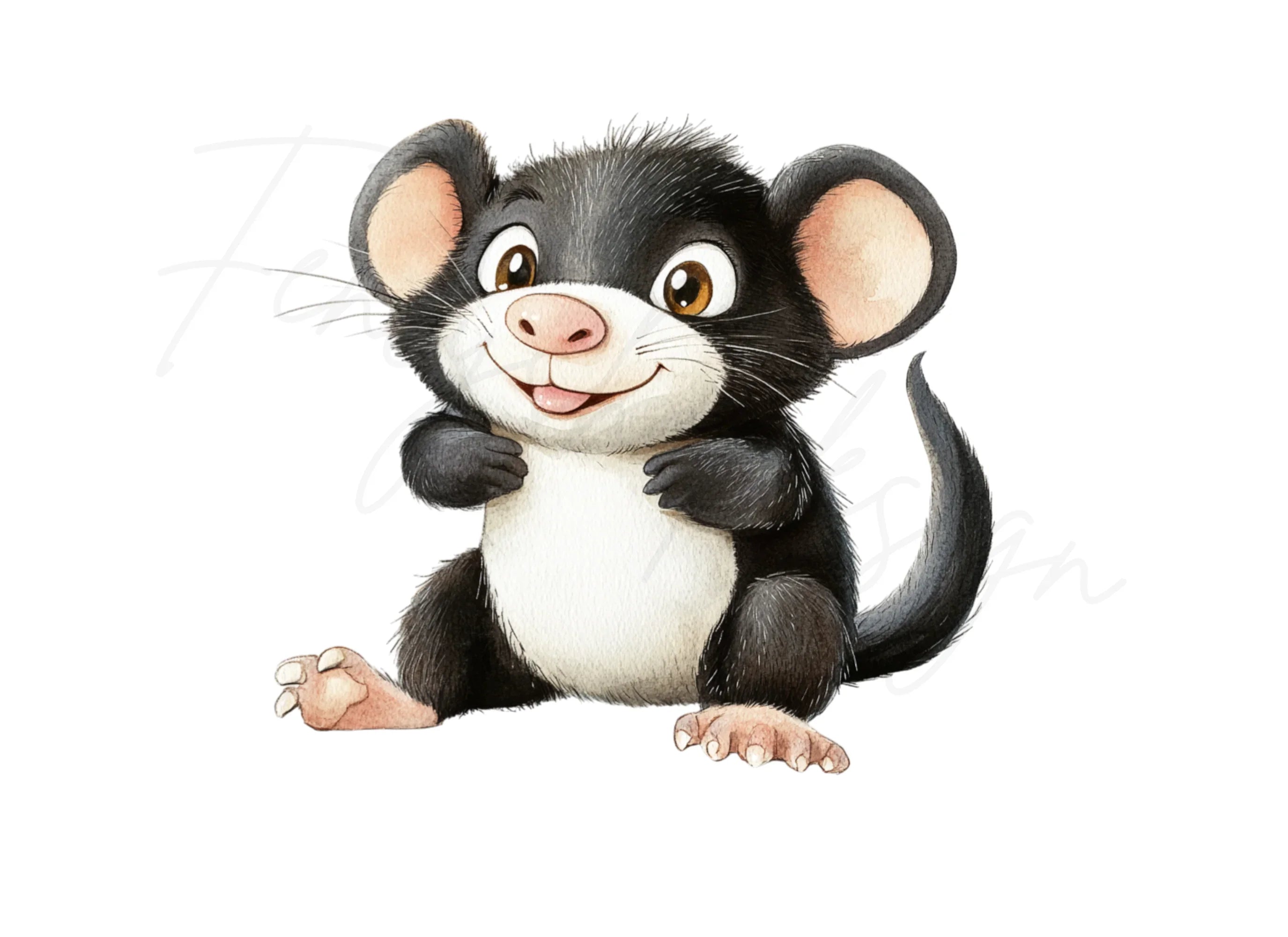 Cute Black Mouse Clipart Bundle