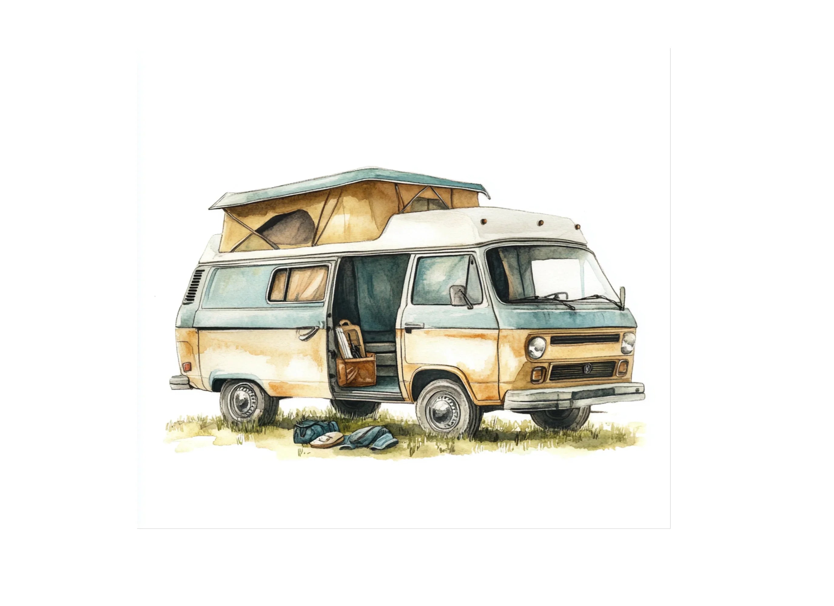 Vintage Camper Van Clipart Bundle