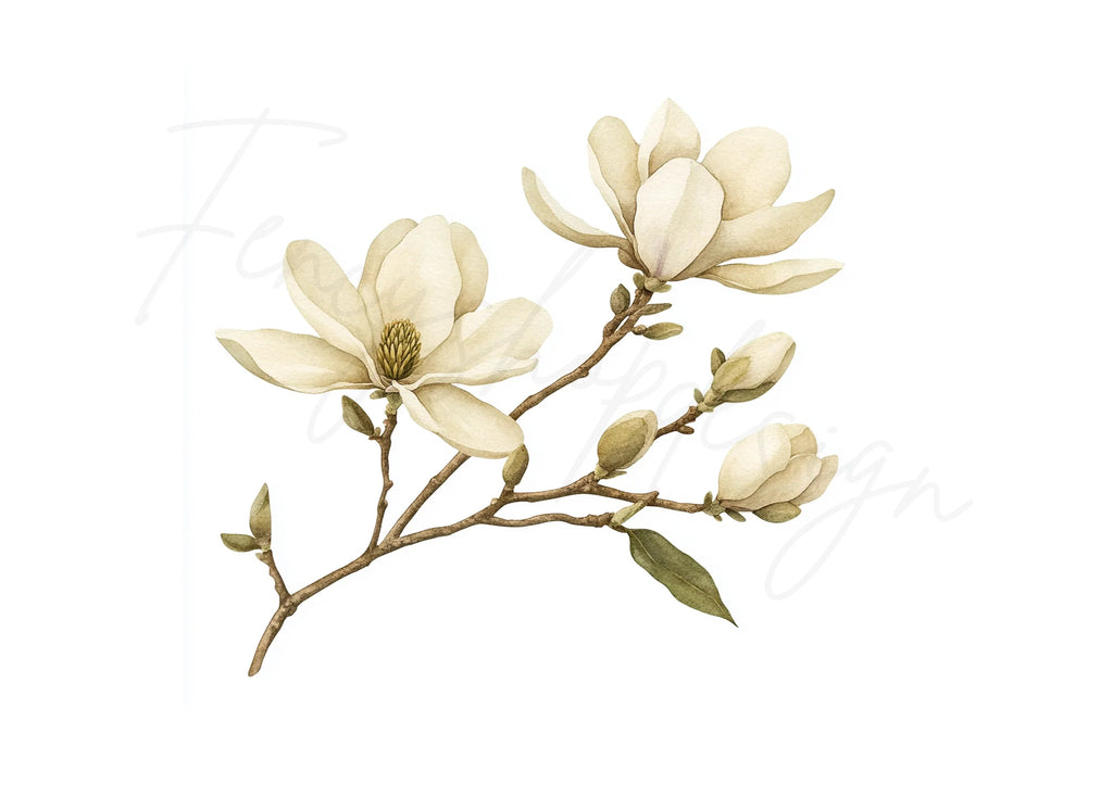 Magnolia Flower Clipart Bundle