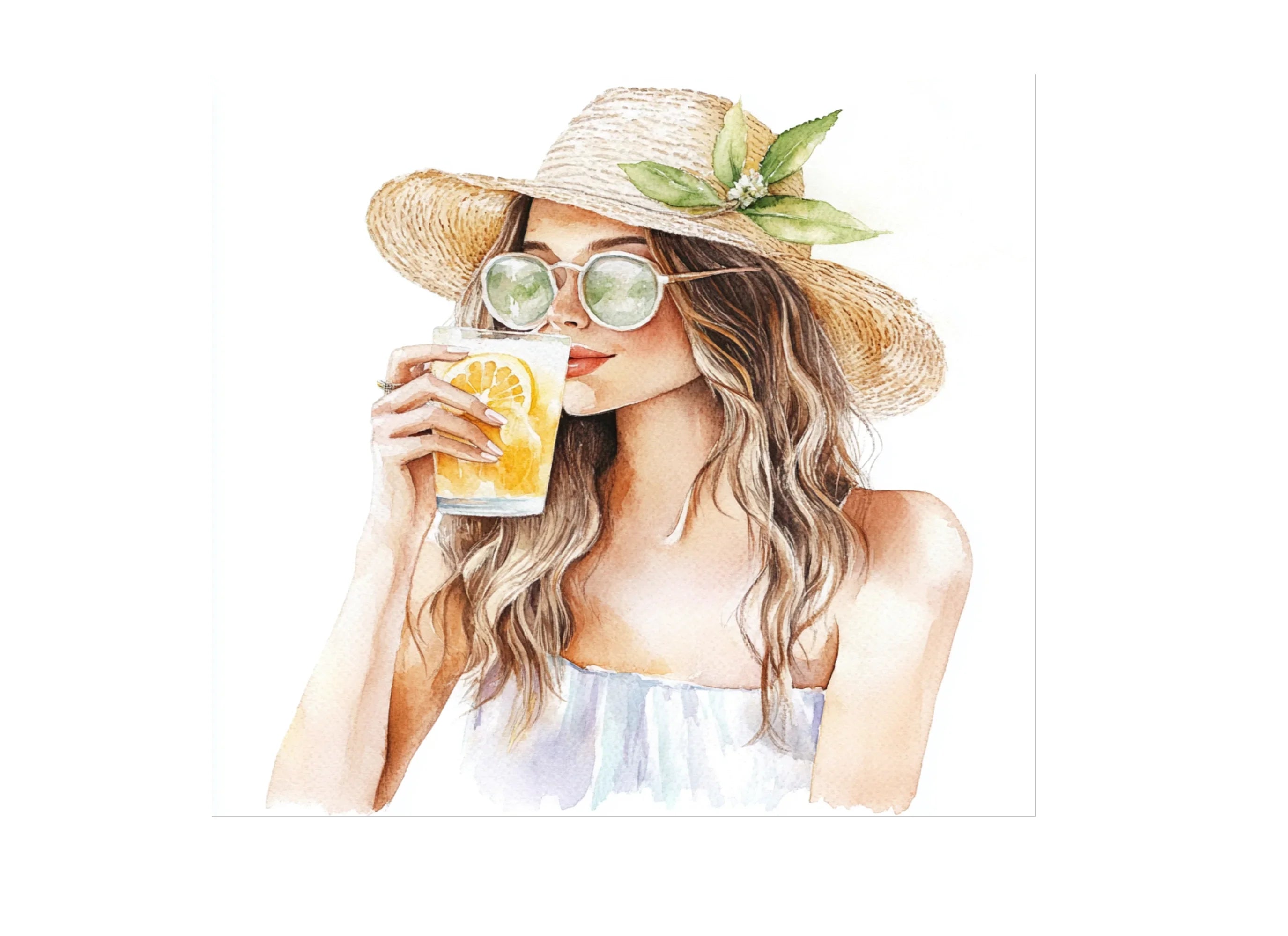Girls with Summer Drinks Clipart Bundle
