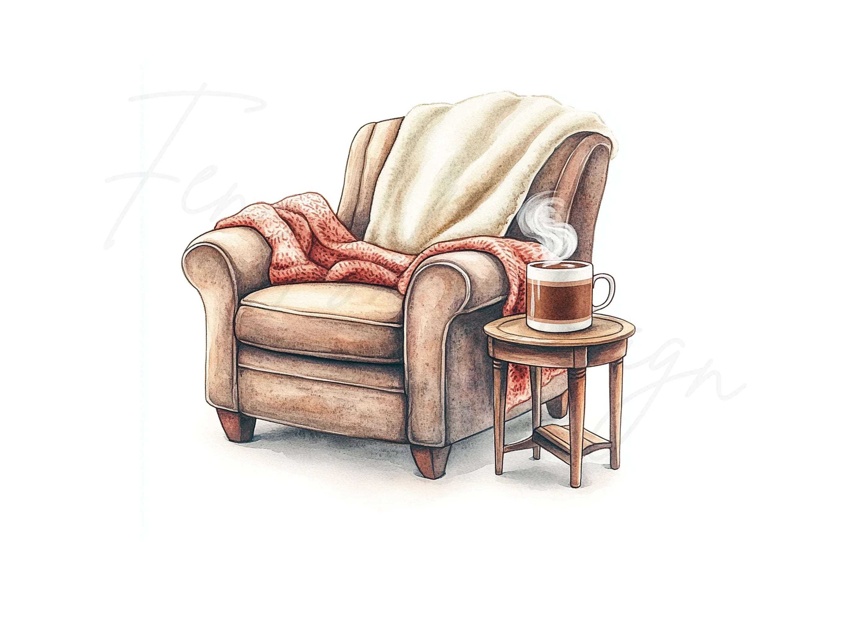 Cozy Armchair and Coffee Clipart Bundle