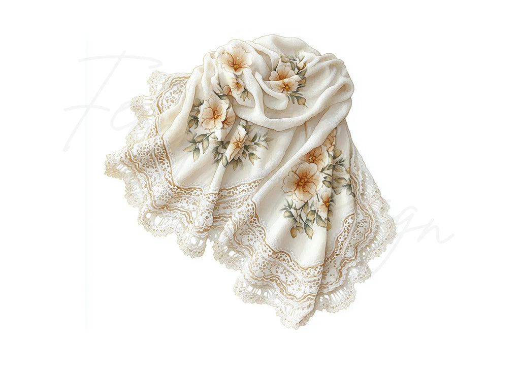 Floral Lace Fabric Clipart Bundle