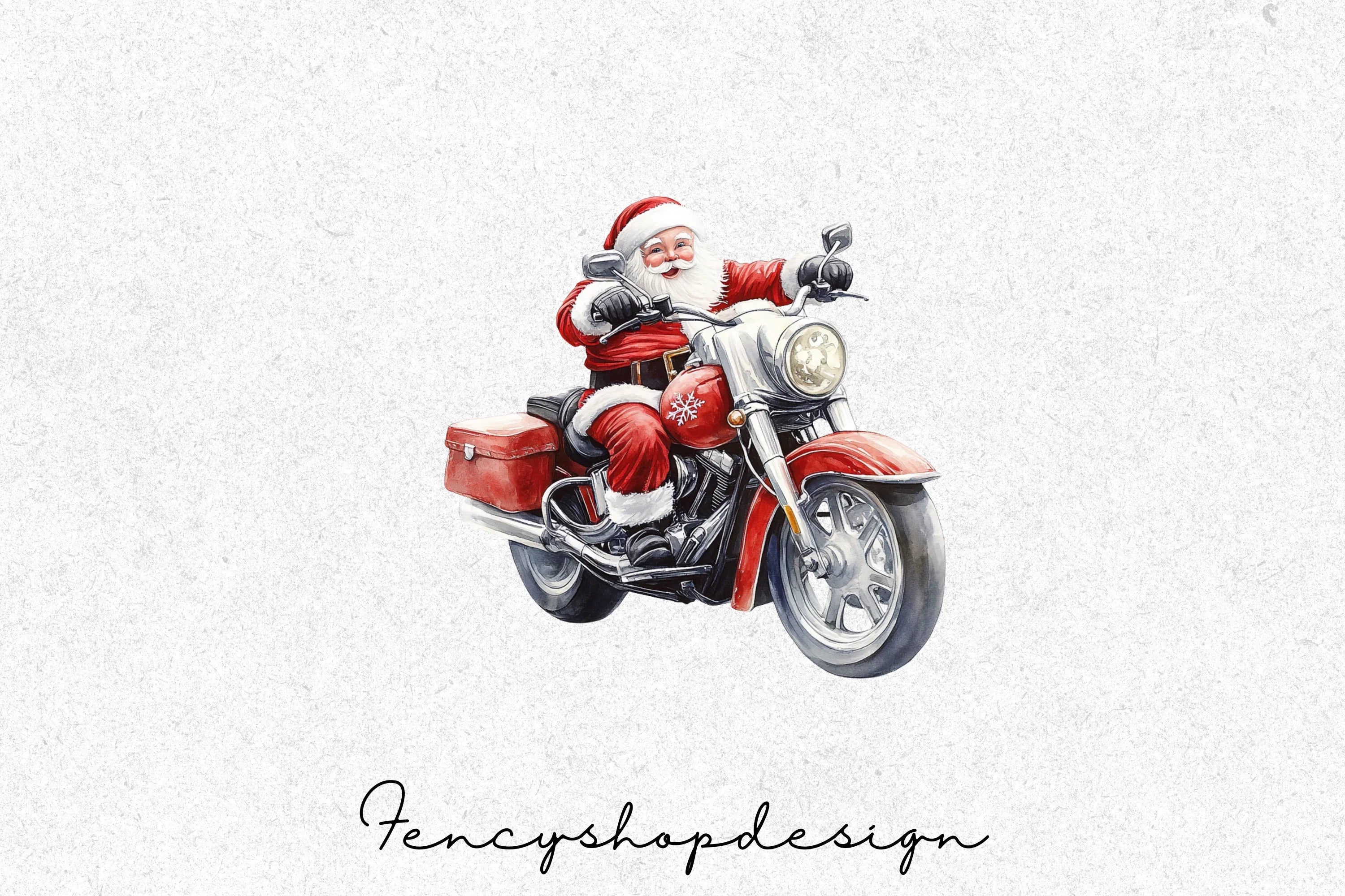 Santa Claus on Motorcycle Clipart Bundle