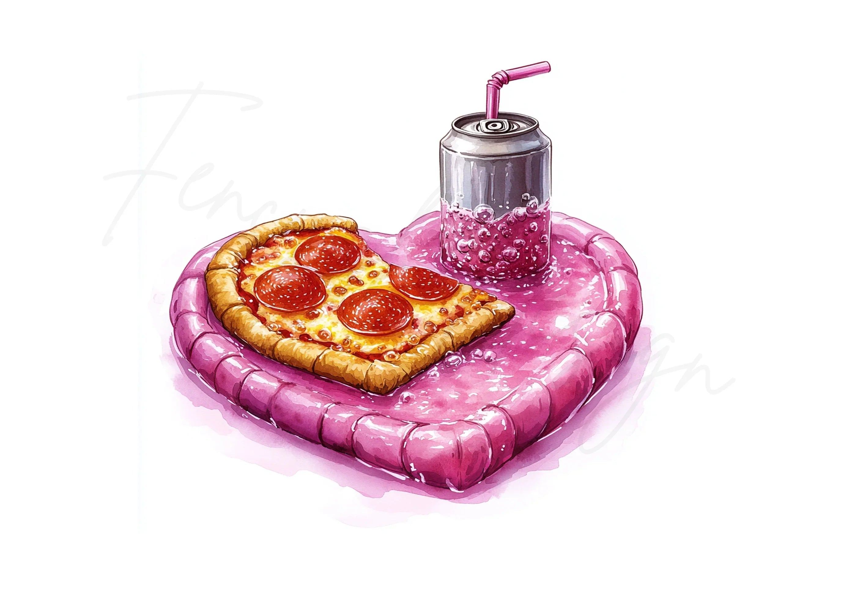 Heart Pizza and Soda Can Clipart Bundle