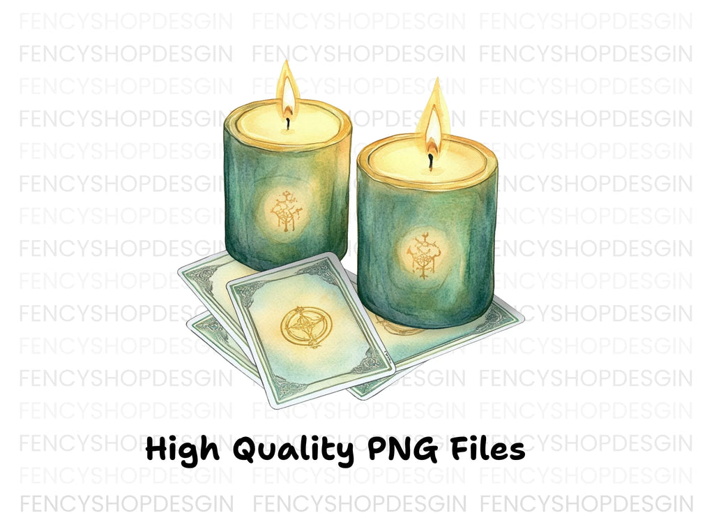 Mystical Candles Tarot Cards Clipart Bundle
