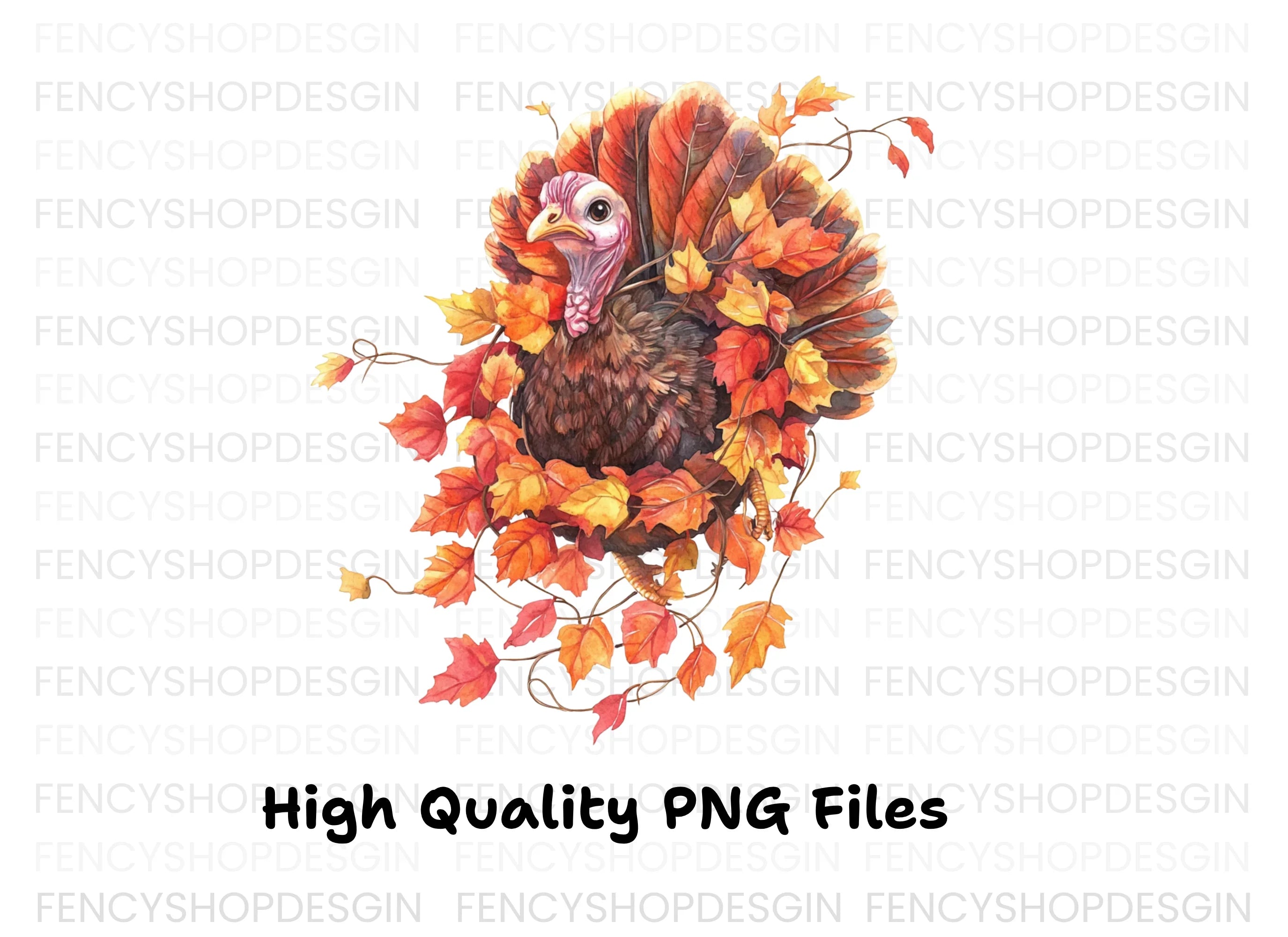 Thanksgiving Turkey Autumn Leaves Clipart Bundle