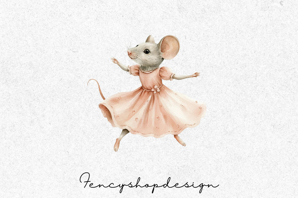 Cute Ballerina Mouse Clipart Bundle
