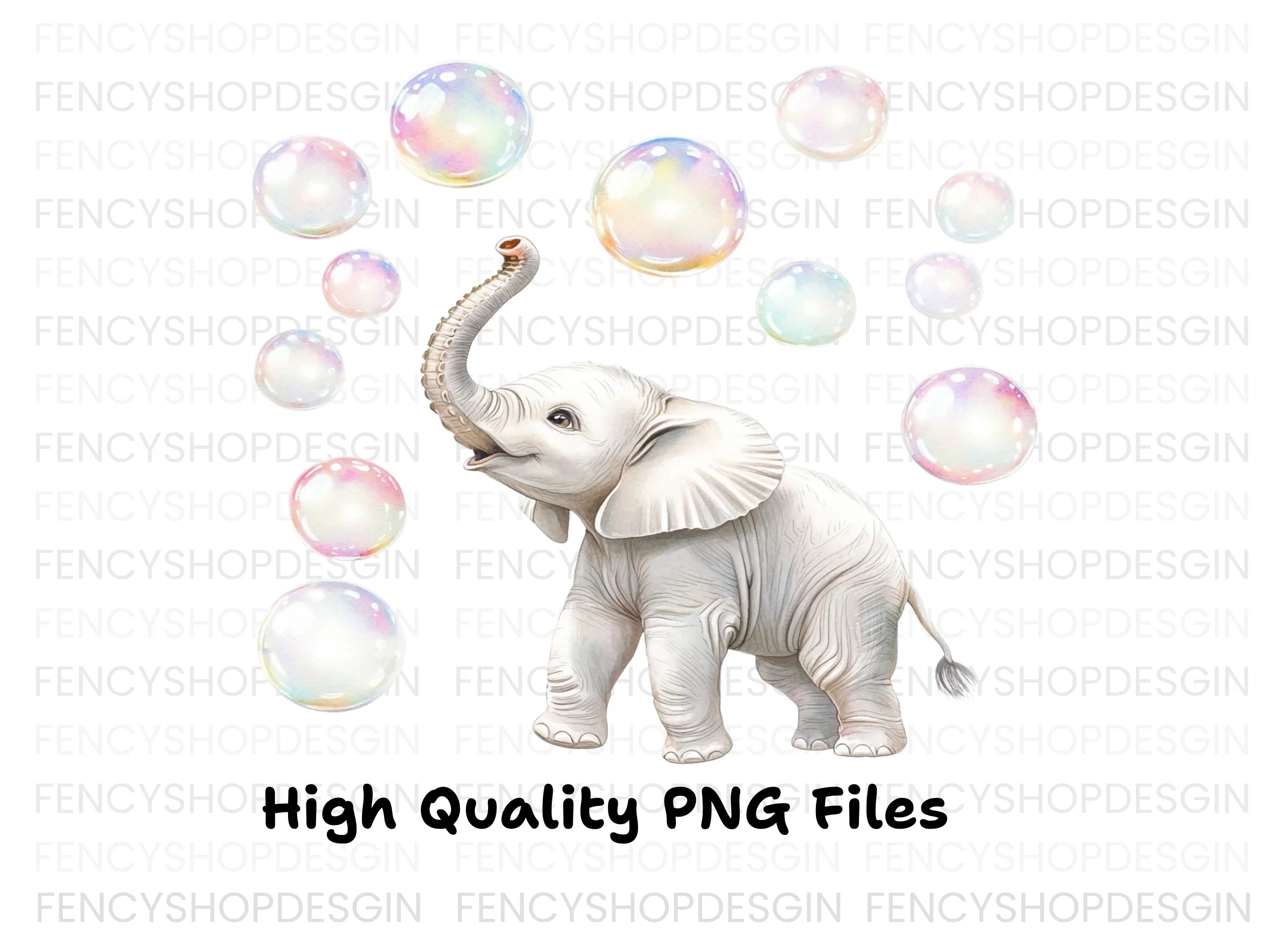 Playful Elephants and Bubbles Clipart Bundle