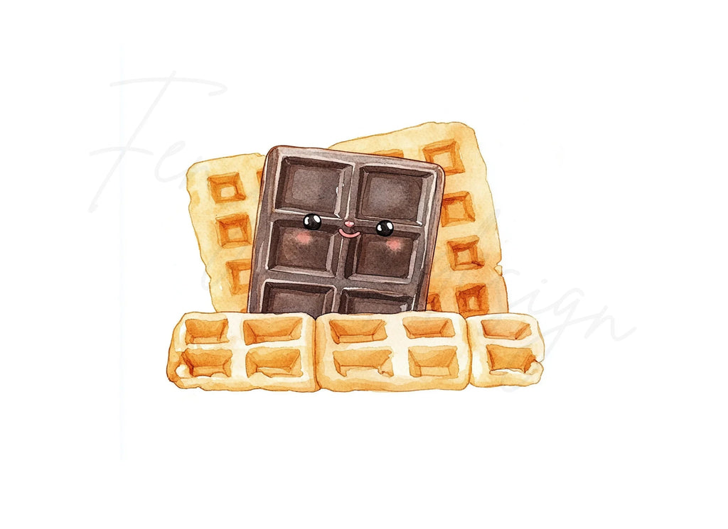 Cute Waffle and Chocolate Clipart Bundle