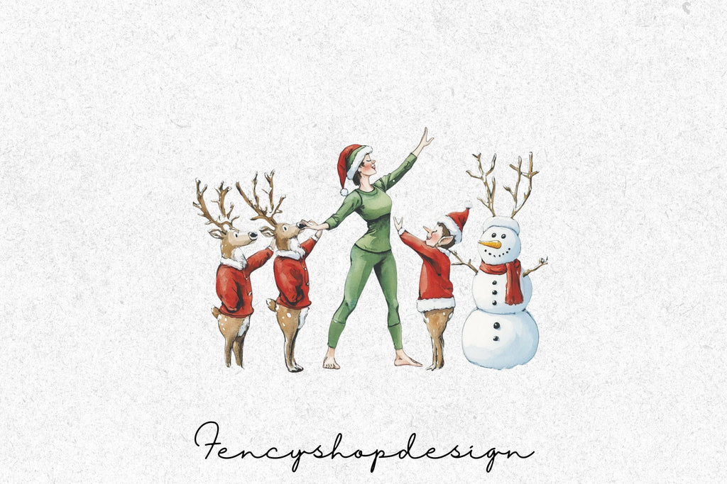 Christmas Yoga Meditation Clipart Bundle